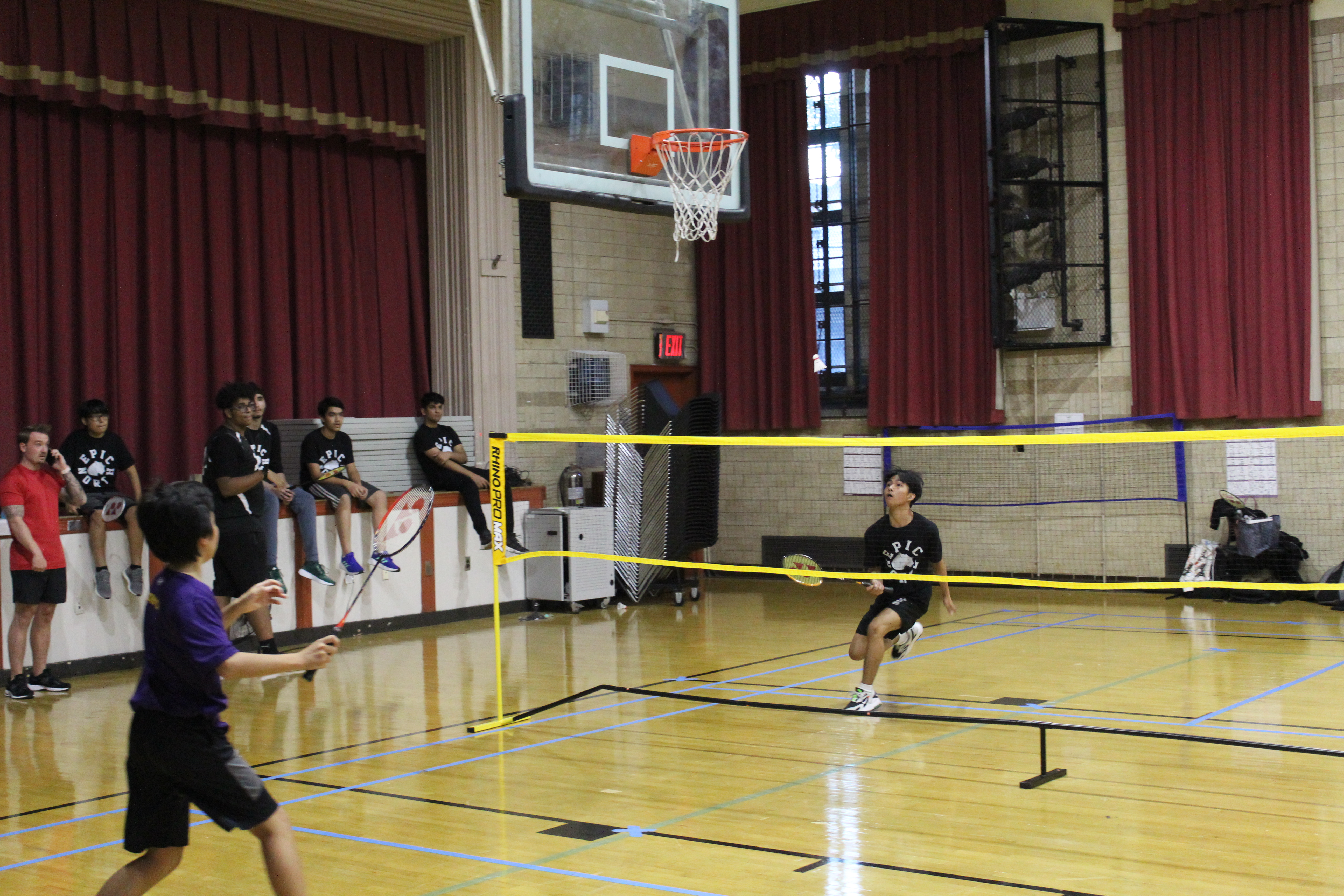 Some badminton in game action 