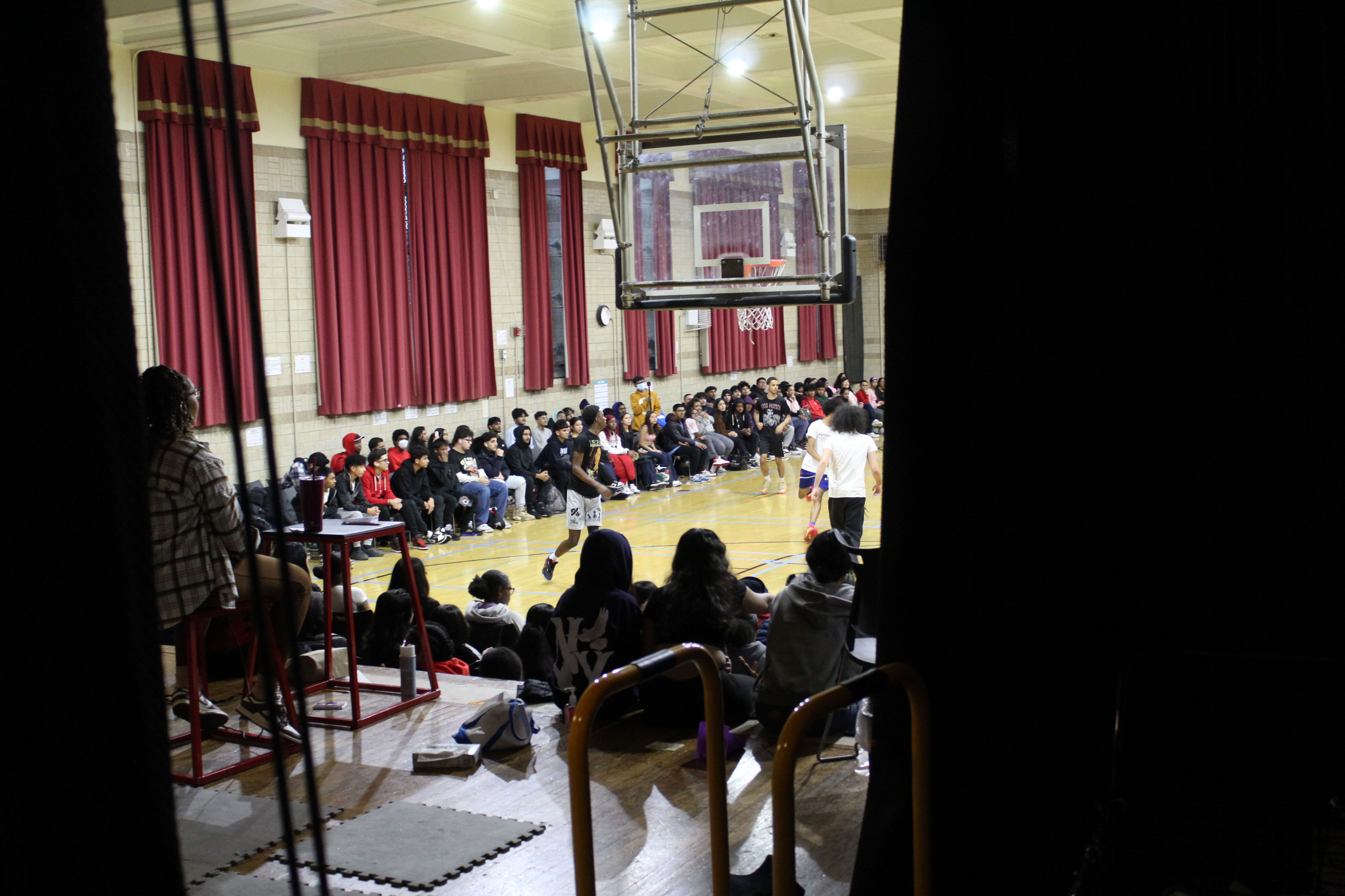 Students gather in the gym to watch the games
